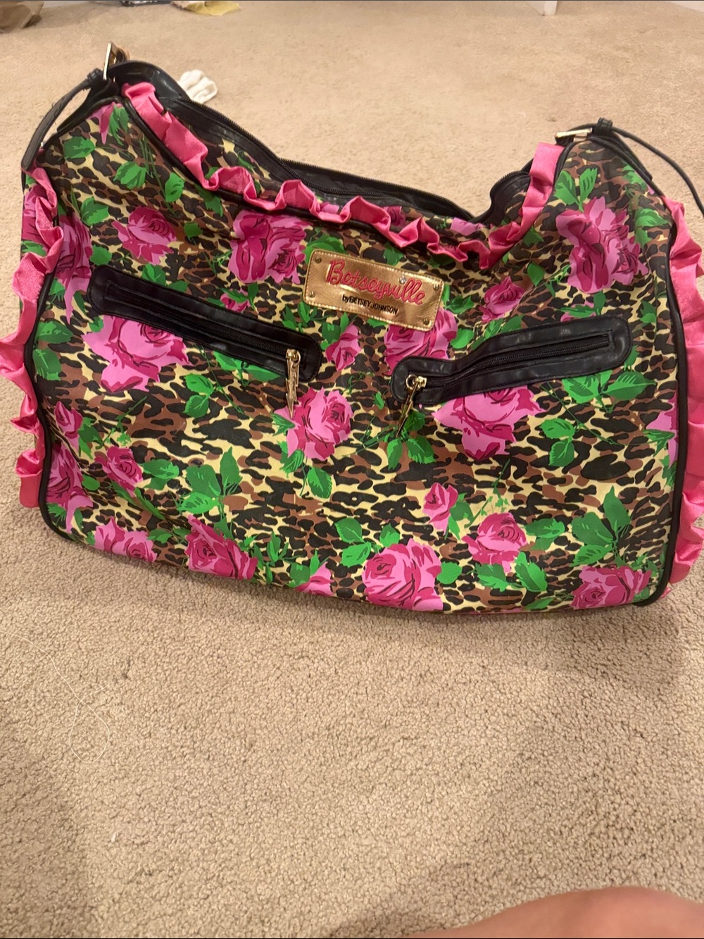 Pink Floral Leopard Print Shoulder Bag